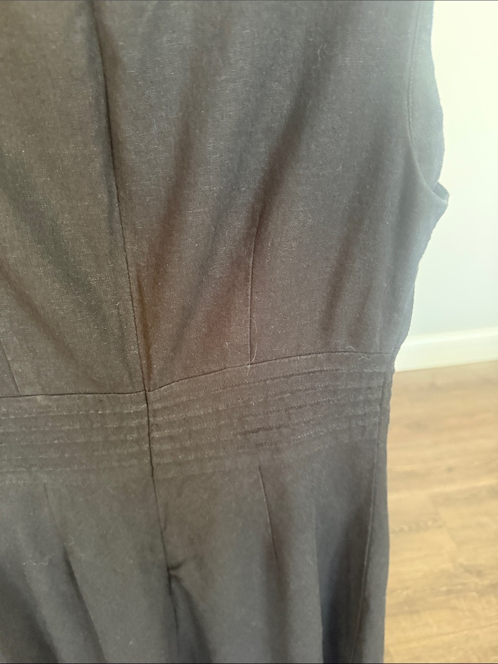 Christopher & Banks Black Linen V-Neck Midi Dress 4 - Picture 7 of 9